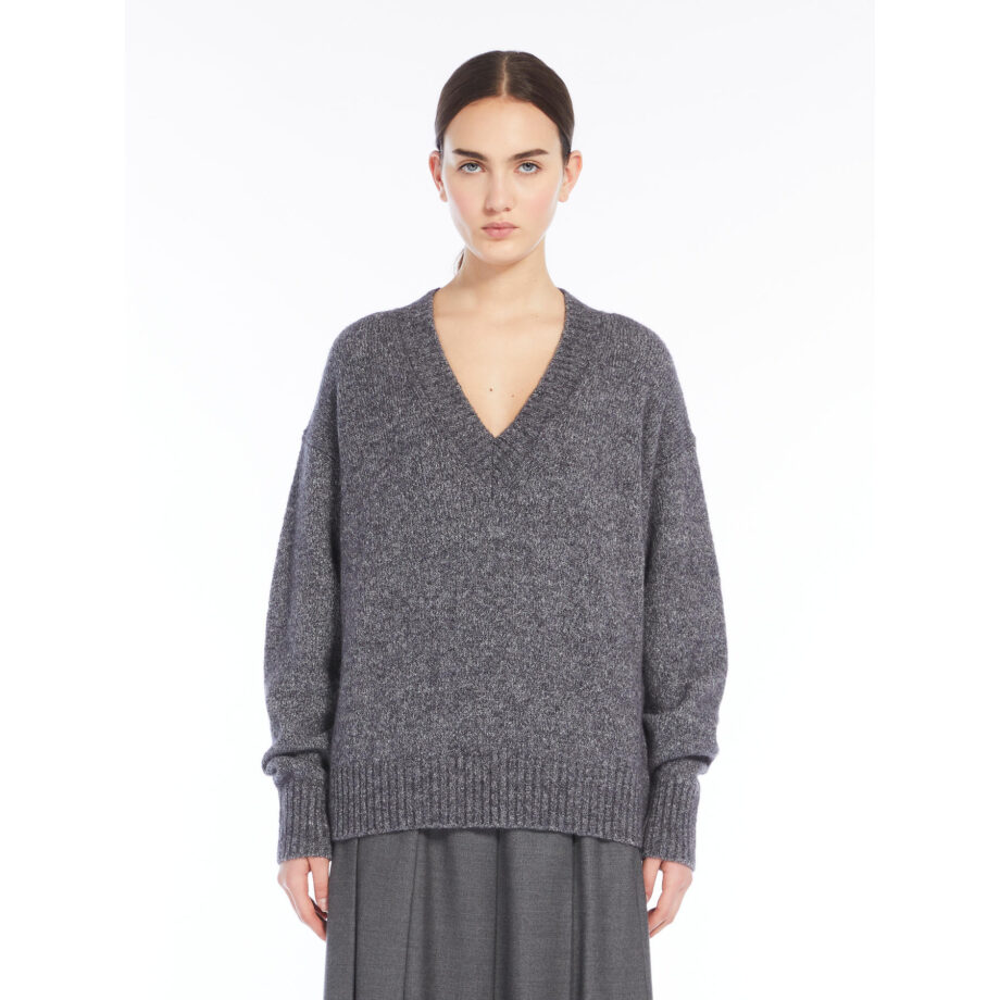 Weekend Max Mara donna maglia scollo V grigio melange VISITA