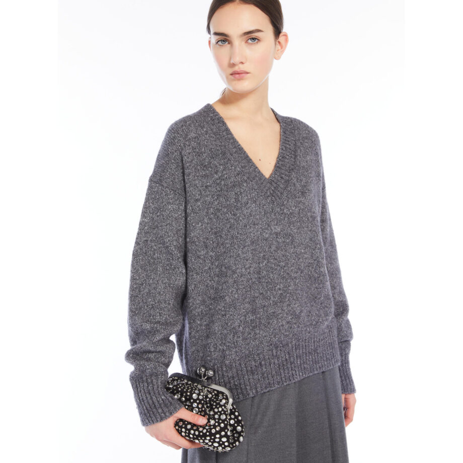 Weekend Max Mara donna maglia scollo V grigio melange VISITA