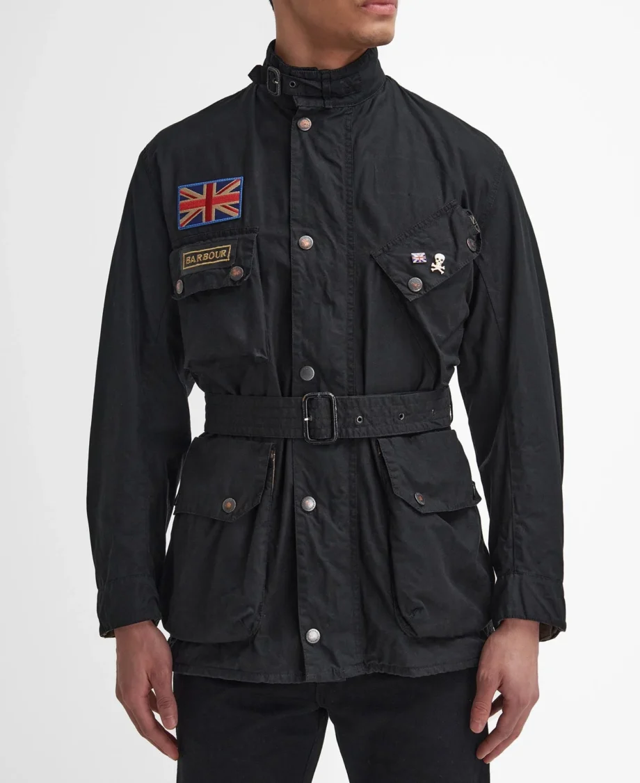 Barbour International uomo giubbotto in cotone cerato nera Steve Mc Queen 60th anniversario